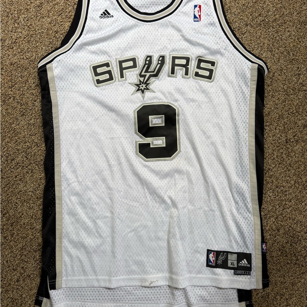 Adidas Spurs White and Black Basketball Jersey -Parker